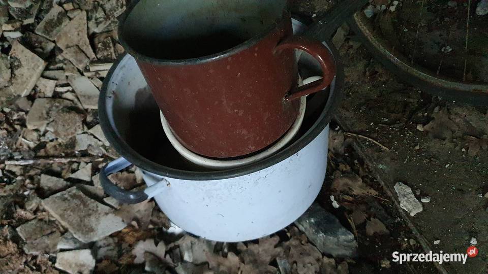 Garnki stare rondle emaliowane z sygnaturami PRL mazowieckie Warszawa