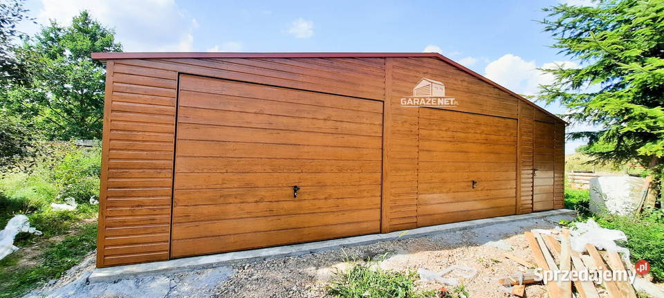GARAŻ BLASZANY 9m x 6m DWUSPAD 2x BRAMA DRZWI Łapanów