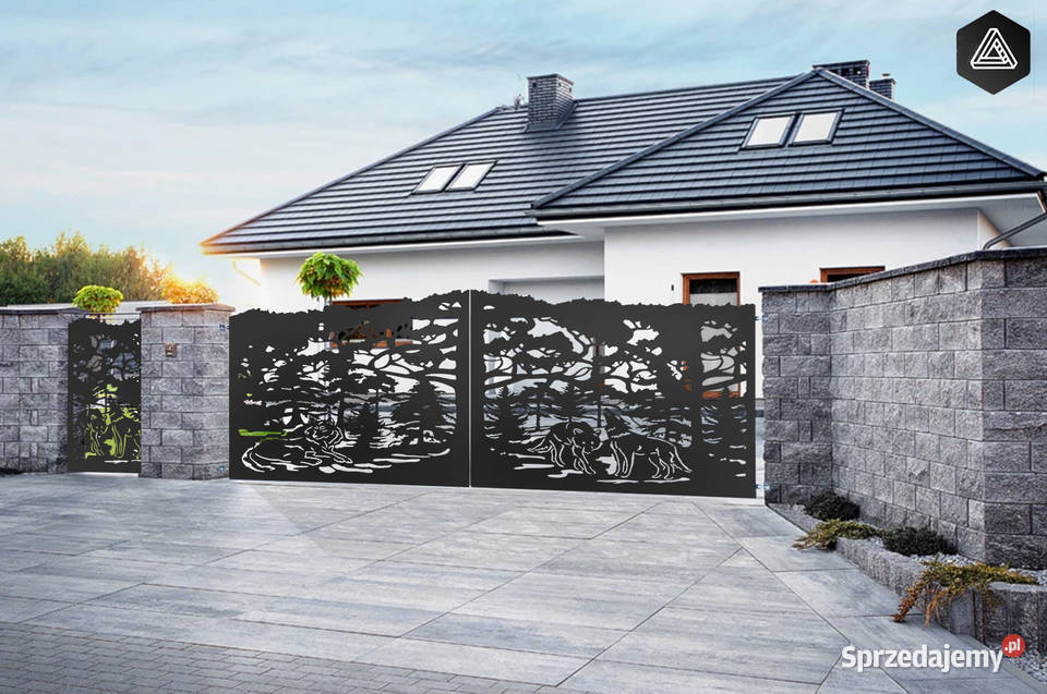 Brama skrzydłowa CNC Wahadłowa wilki las Furtka Bramy Bramy Poznań