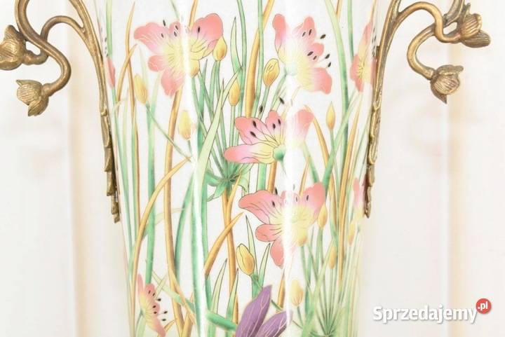 Zielony Porcelanowy Wazon Kwiaty Motyle małopolskie