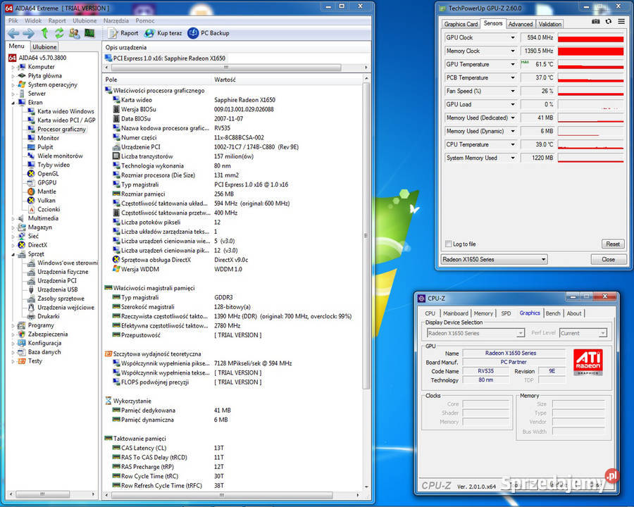 SAPPHIRE ATI Radeon X1650 PRO 256MB 128bit GDDR3 łódzkie Cielądz