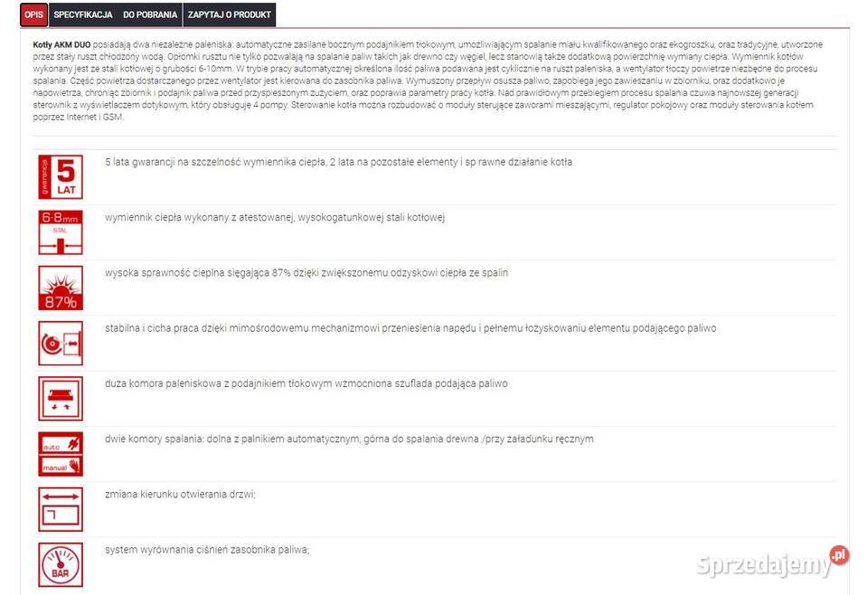 Sprzedam piec Defro AKM duo 19 KW Zakrzów