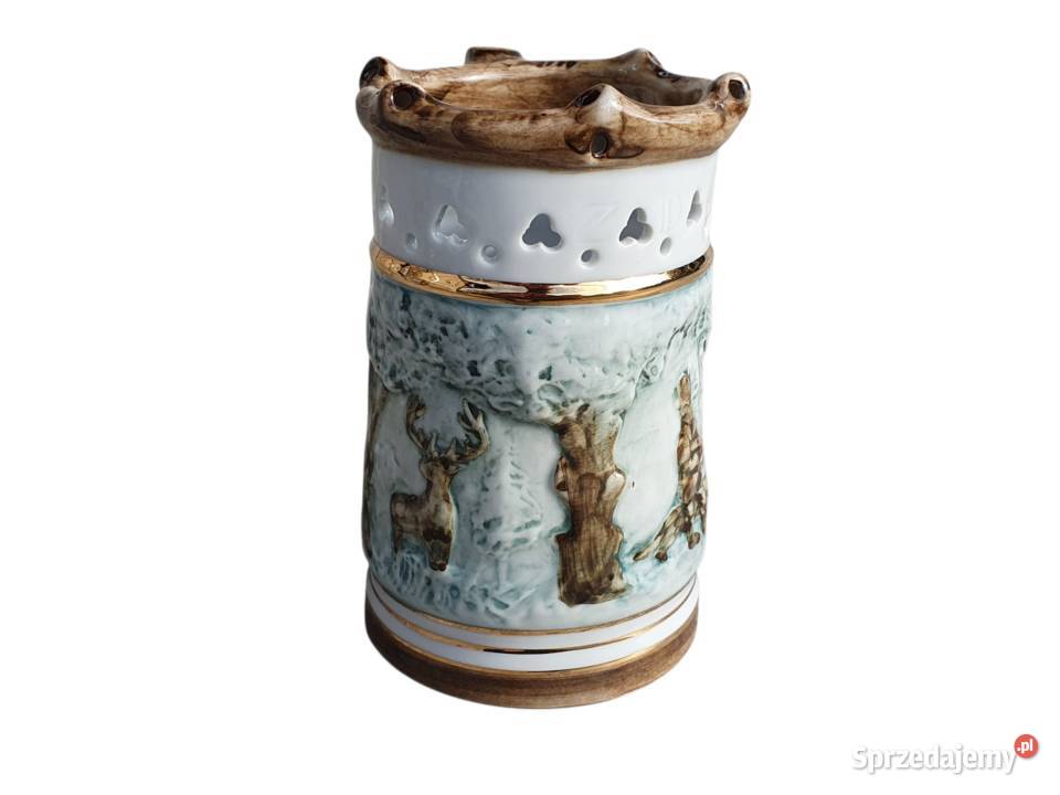 Stary porcelanowy kufel myśliwski Royal Dux Cieszyn