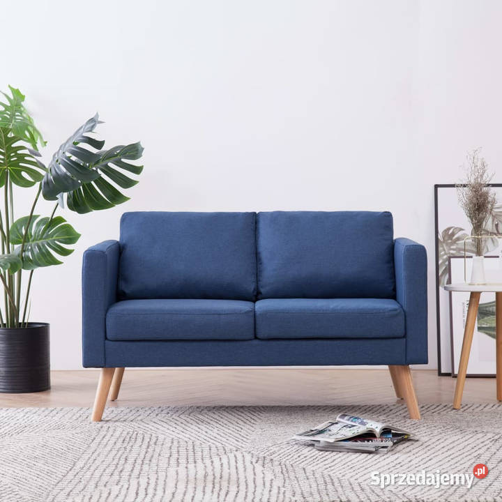 2osobowa sofa tapicerowana tkaniną niebieska Warszawa
