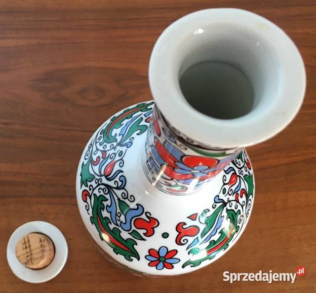 Vintage Porcelanowa ręcznie malowana butelka