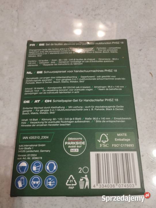 Parkside papier ścierny 966x140mm nowy Osprzęt do elektronarzędzi kujawsko-pomorskie sprzedam