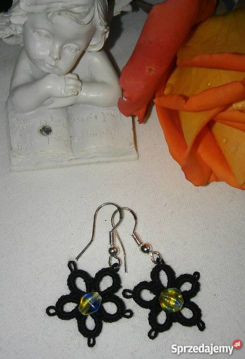 Kolczyki Frywolitkowe Wiśniowa