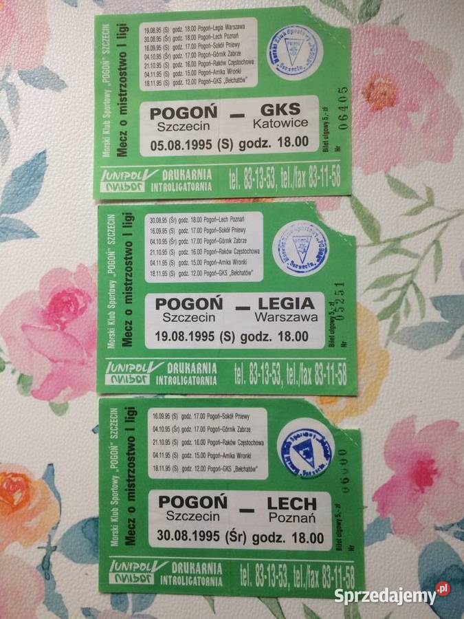1160 Bilety Pogoni Szczecin 1995 R Antykwariat zachodniopomorskie