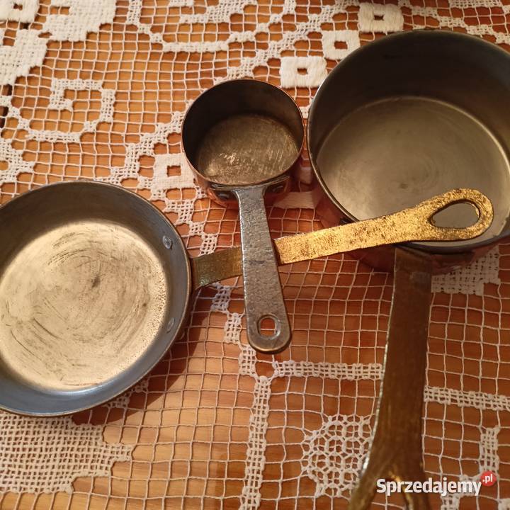 Trzy rondle patelnie mosiądz sprzedam