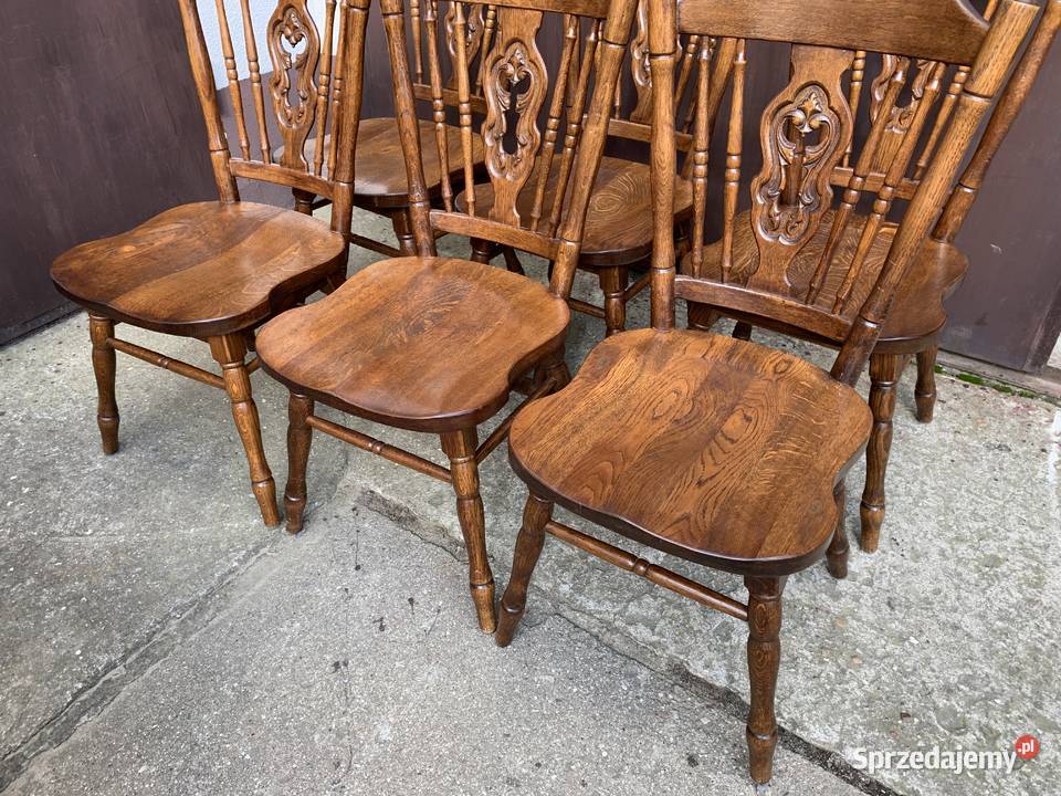 Ładne dębowe krzesła 6 sztukmeble holenderskie Ślesin