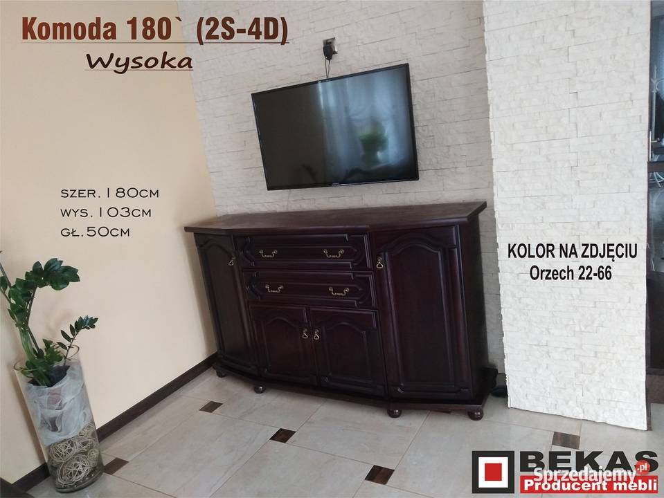 Stylowa Duża Komod 180 2S4D Bekas Wenge Orzech Ostre