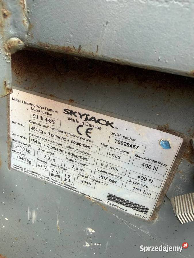 pulpit zwyżka podnośnik elektryczny SKYJACK 4626 łódzkie Działoszyn