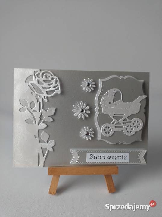 ZAPROSZENIA CHRZEST ŚWIĘTY WÓŻEK RÓŻA C6 SREBRO Poznań sprzedam