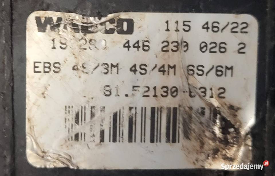 8152130 6312 wabco Zawor Glowny Hamulca MAN Pozostałe