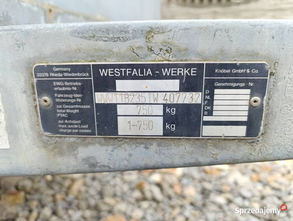 Przyczepka Westfalia podkarpackie Rzeszów