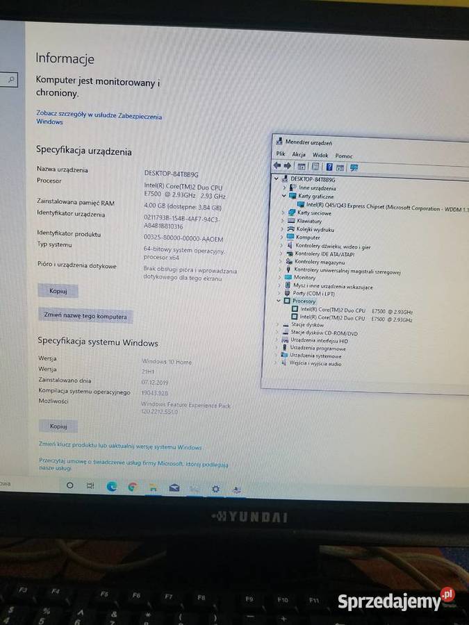 Komputer DELL optiplex 760 E7500 4GB500GB HDD Klasy Core 2 Duo Rymanów