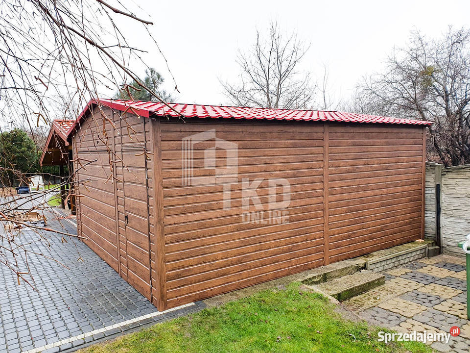 Garaż Blaszany 45x5 Brama drzwi jasny orzech Kalwaria Zebrzydowska