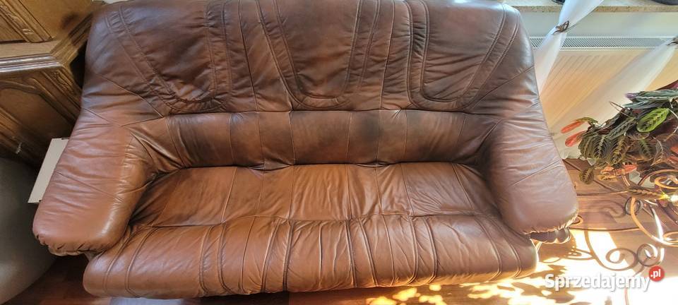 Sofa kanapa x2 fotel wszystko skóra drewno Rębiechowo