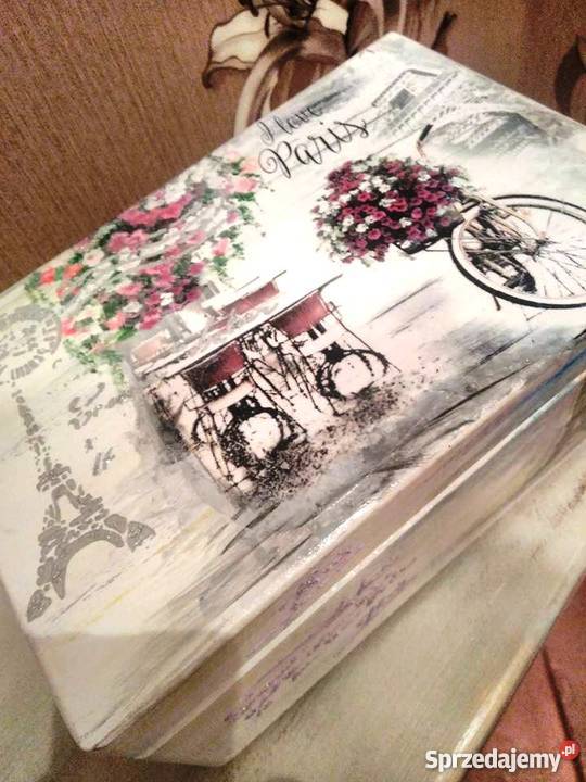 Szkatułka zdobiona decoupage DUŻA Legnica