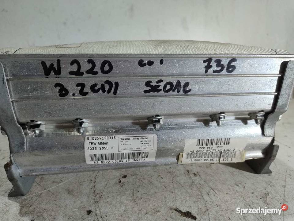 AIRBAG PODUSZKA POWIETRZNA PASAŻERA W220