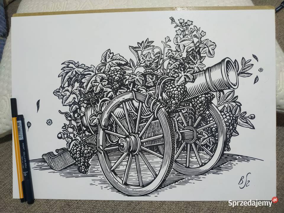 Rysunek armata w ornamencie cienk b tech A3 250