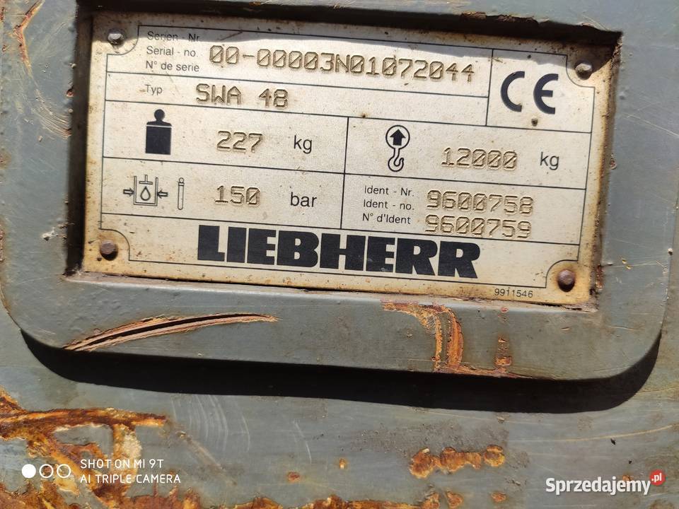 szybkozłącze SWA 48 do koparki Liebherr