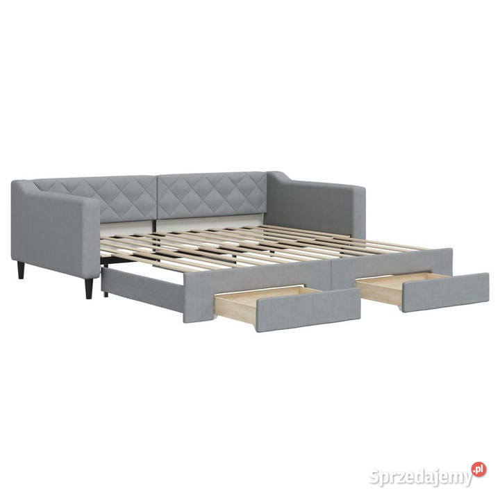 Sofa rozsuwana z szufladami jasnoszara tkanina Warszawa sprzedam