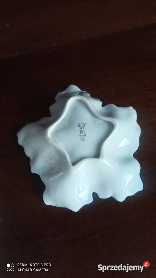 Muszelka porcelana kobaltowa pomarańczowe kwiaty Gdańsk