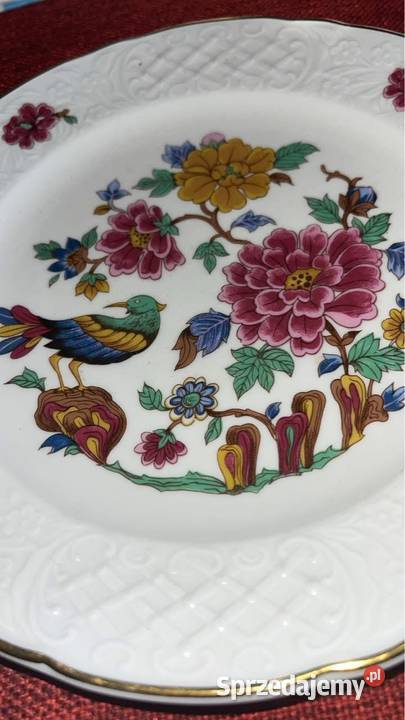 Talerz z ptaszkiem wśród kwiatów Schumann Porcelana i szkło Gdańsk