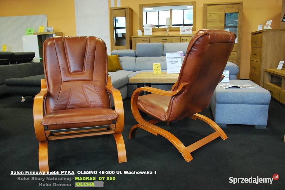 HIT Nowy Fotel FINKA SKÓRA NATURALNA Kolor Do Olesno