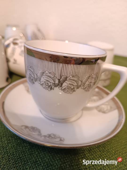Filiżanki srebrzona porcelana małopolskie Gorlice sprzedam