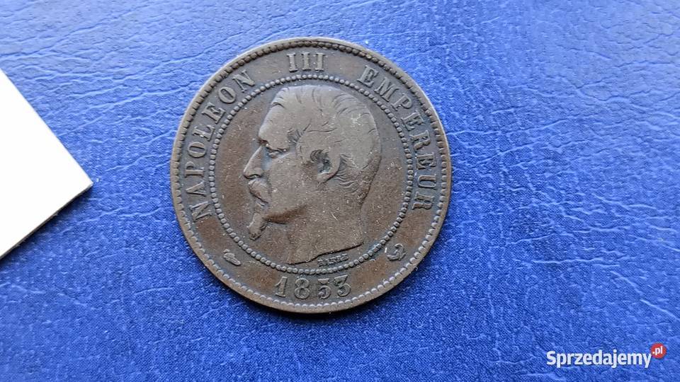 Stare monety 10 centym 1853 Francja Napoleon w