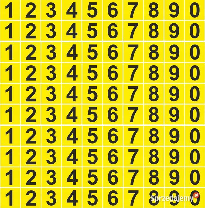 Naklejki na rozdzielnice cyfry żółte 100 13mm Kamionna