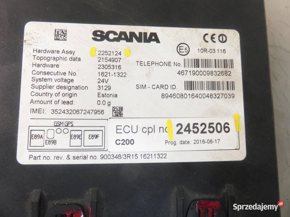 MODUŁ GSM SCANIA R I 20042019 2452506 2252124 osobowe