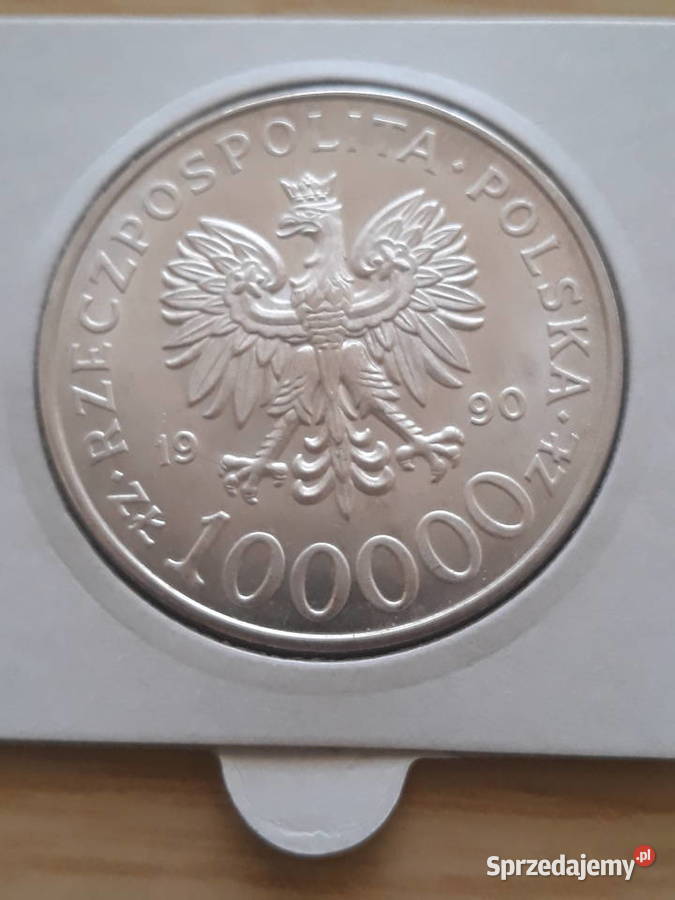 100 000 Solidarność 1990 r 3 mennicza typ A Numizmatyka Konin