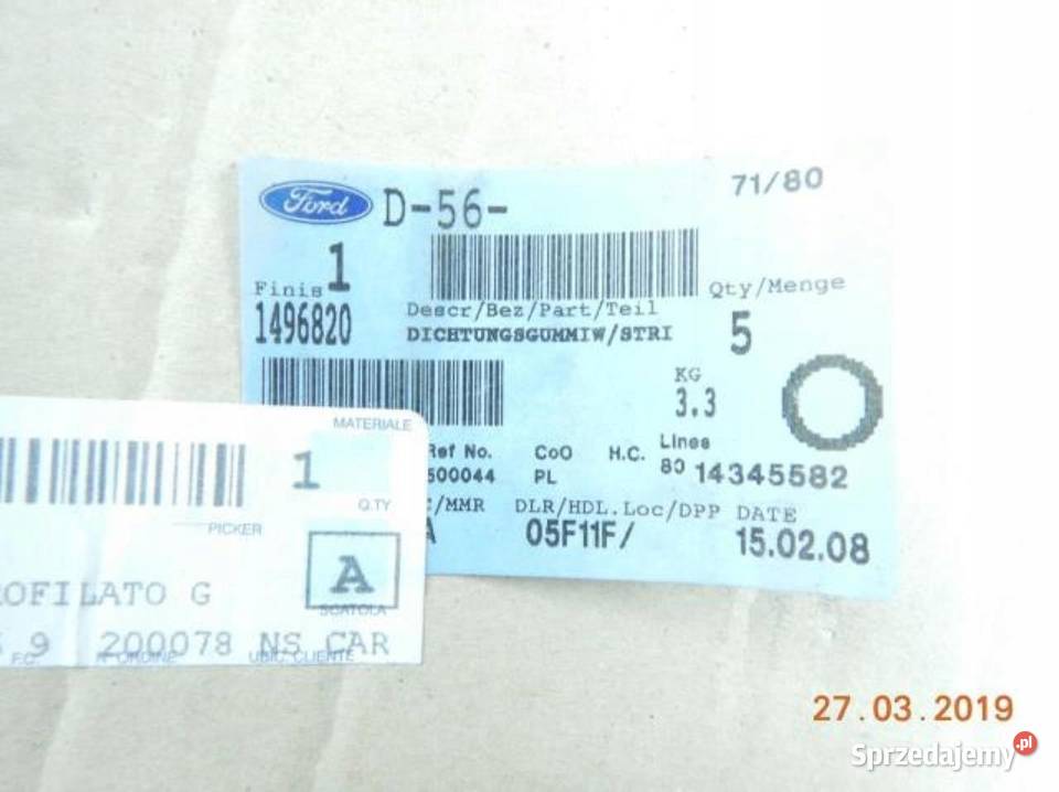 USZCZELKA SZYBY DRZWI LEWY TYŁ FORD S GALAXY lubelskie