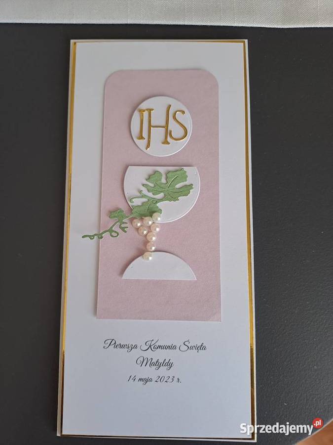 Kartka w kopercie z okazji komunii Rękodzieło śląskie Strzebiń