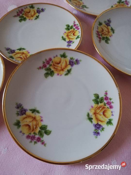Paterka i małe talerzyki zółta róża porcelana małopolskie Gorlice sprzedam