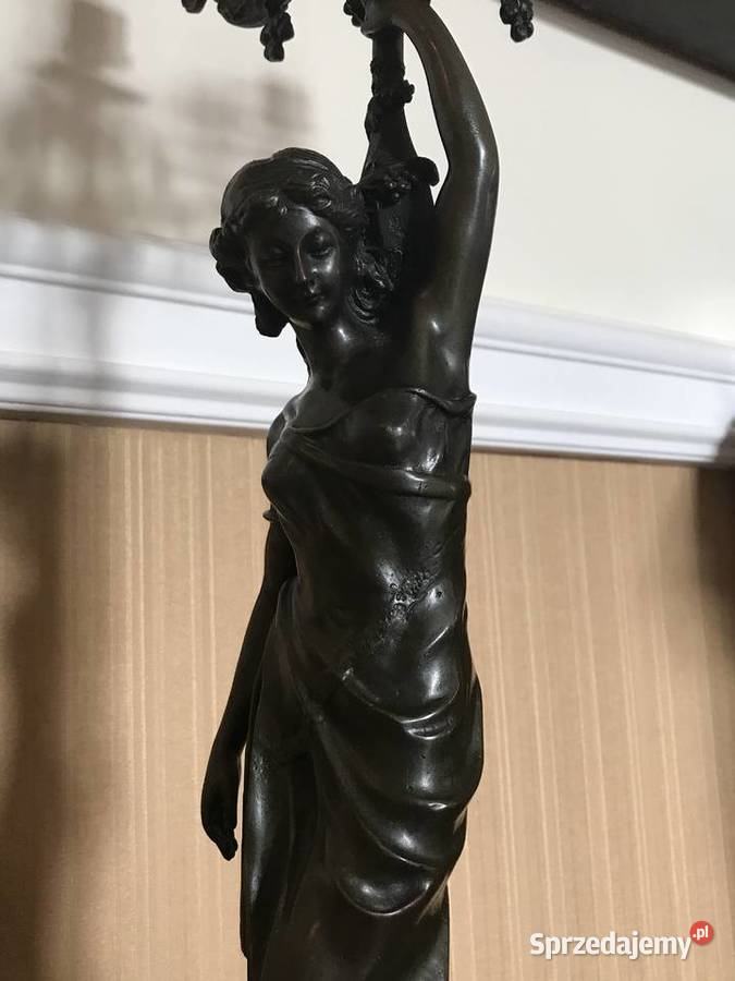 UNIKAT Rzeźba w brązie świecznik Lady Tarnów