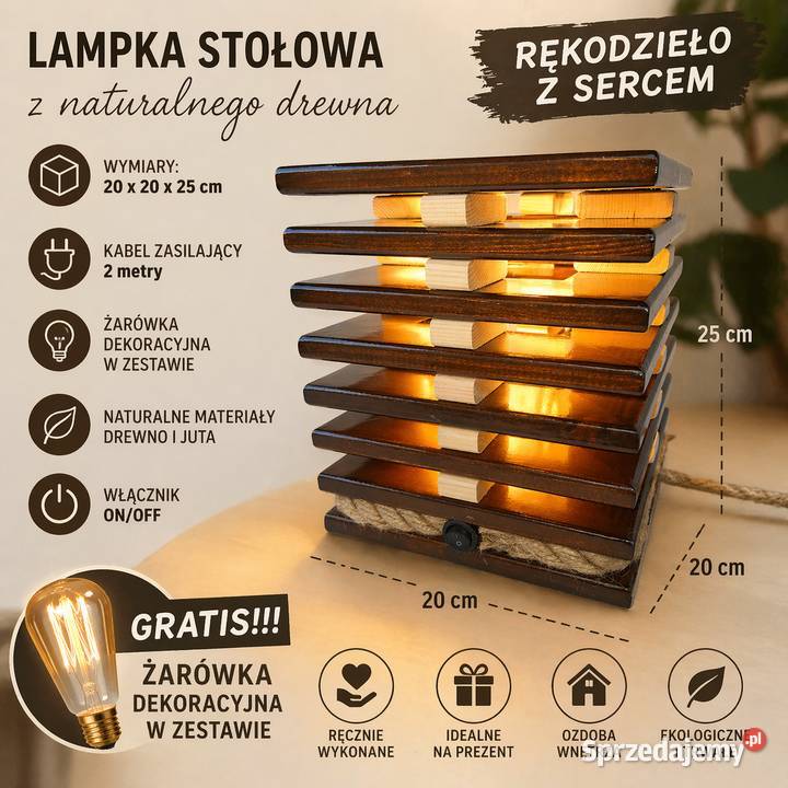 Lampka stołowa nocna dekoracyjna z naturalnego łódzkie