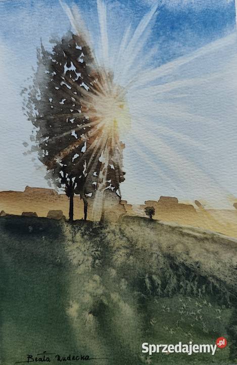 Obraz Akwarela Prześwity Oryginał Papier Mogilno