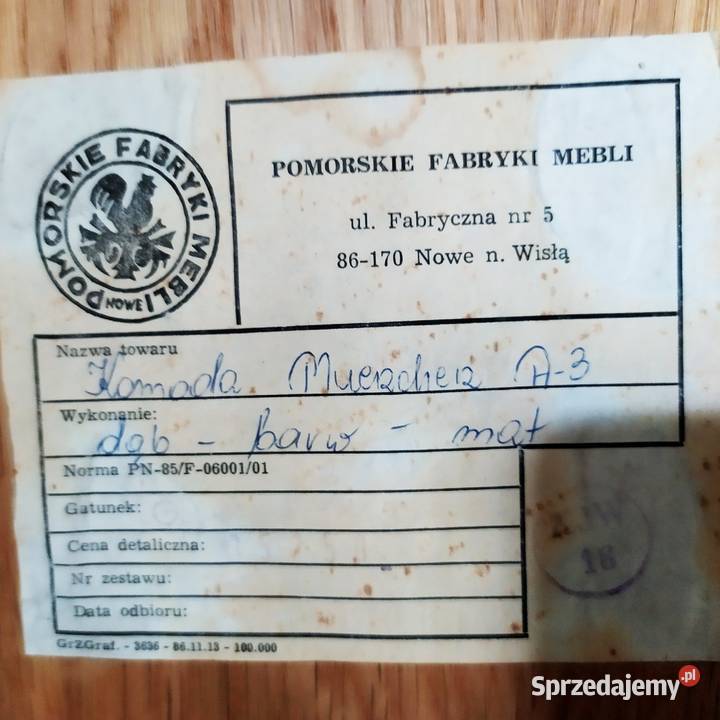Dębowa szafka konsola Vintage Pomorskie Fabryki Kluczbork