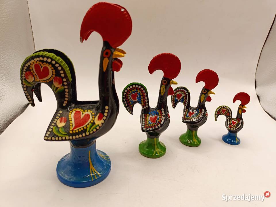 Zestaw czterech metalowych kogutów ptaków lubelskie Zamość