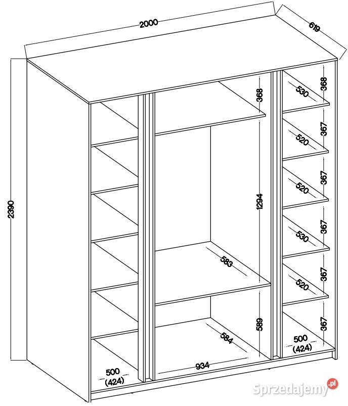 Duża szafa z szufladami 200 4 kolory szybka wielkopolskie Kalisz