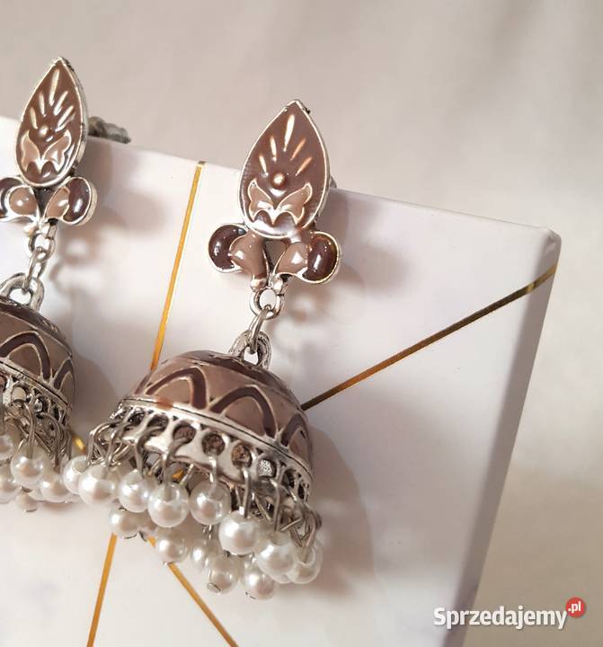 Kolczyki dzwonki jhumki orient brąz brązowe boho Szczecin