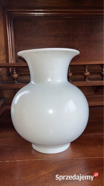 Wazon Biała porcelana ze złotą główką spaniela Gdańsk