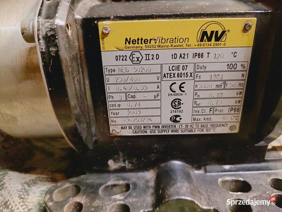 Silnik wibracyjny Netter 230400v pomorskie Trzebiatkowa sprzedam