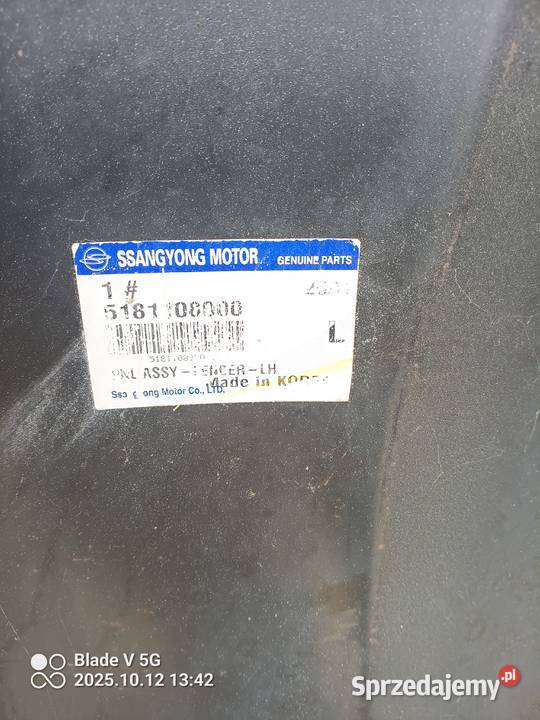 ssangyong blotniklewy przedni lewy Nowe Miasteczko sprzedam