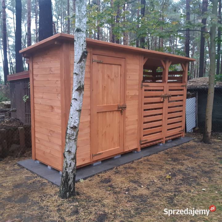 Drewutnia 2 x 11m z furtkami domek narzędziowy 2 Kalety