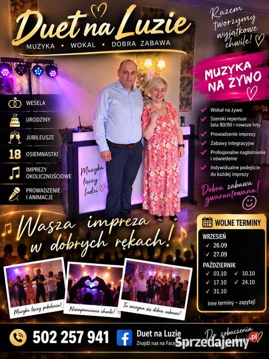 Duet na Luzie wokal na żywo i prowadzenie imprez